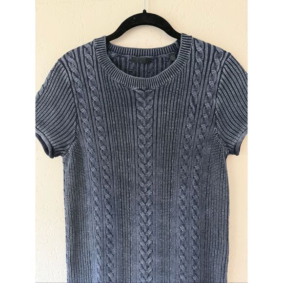 ATM Stone Washed Cable Knit Mini Sweater Dress - Picture 5 of 9